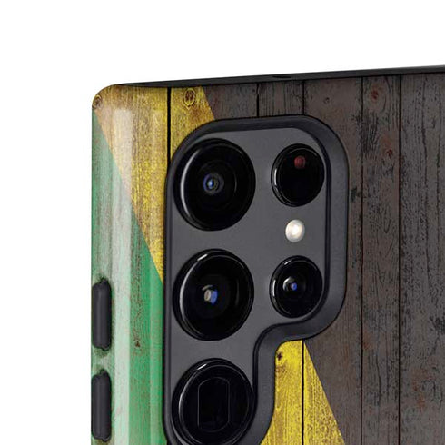 Jamaican Flag Dark Wood Galaxy S25 Ultra Impact Case